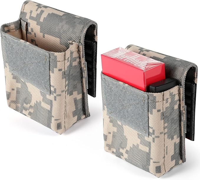 2 Pack Tactical Pouches, Molle EDC Compact Pouch Small Utility Pouch Accessories Battery Cigarette Case Card Holder Lighter Slot Mini Cigar Belt Waist Pack