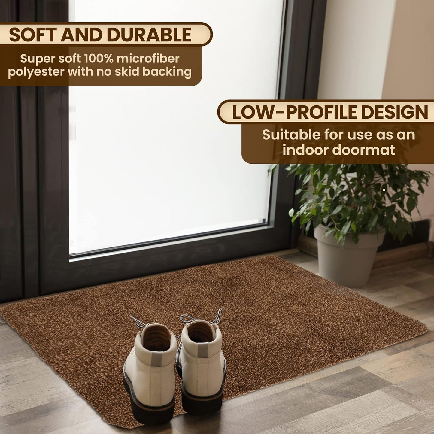 Premium Microfiber Indoor Door Mat – 24"x36" Washable Entry Mat, Non-Slip, Waterproof Backing, Super Absorbent, Low Profile Entryway Doormat for Indoor Entrance