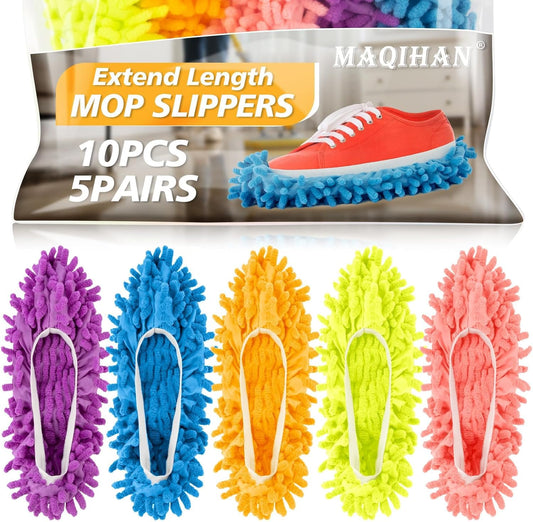 MAQIHAN 10 Mop Slippers for Floor Cleaning - Size 9.5 Mop Socks Women Mopping Cleaning Socks Feet Foot Mopping