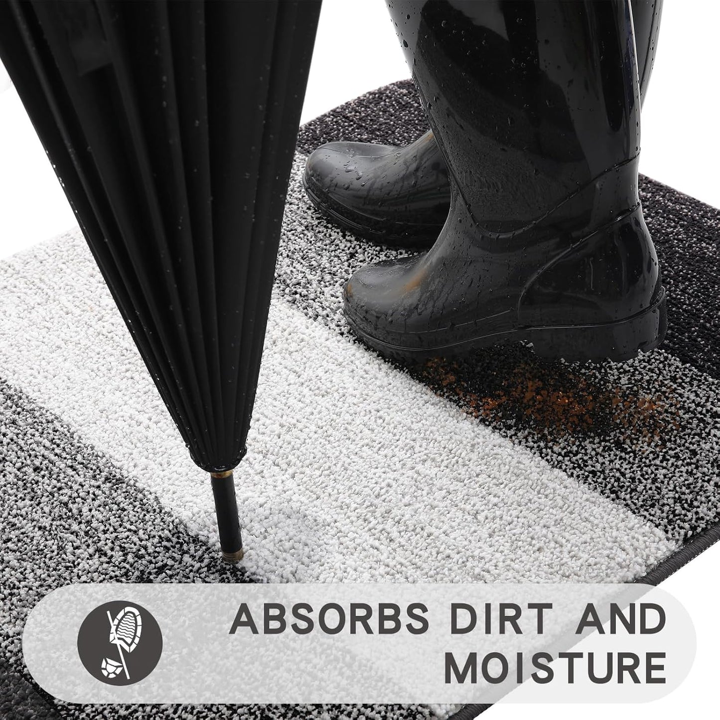 Kitinjoy Indoor Outdoor Door Mat, 71x47 Non-Slip Absorbent Dirt Trapper, Low-Profile Washable Inside Entrance Front Floor Mat, Sturdy Soft Entry Doormats for Entryway, Grey