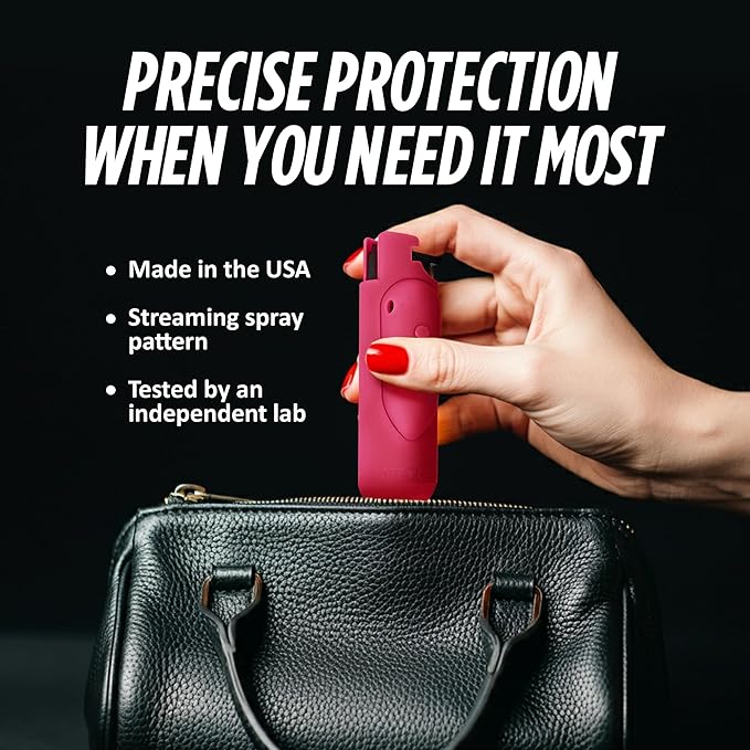 Guard Dog Security AccuFire 2 - Laser Sight Pepper Spray Self Defense - 20% Smaller - Instant Release - 16 Feet Safety Range - Maximum Strength - Finger Grips - Soft Touch Body