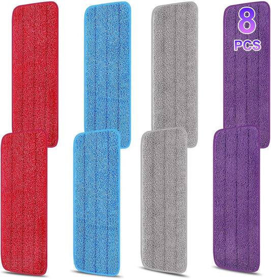 8 Pack 16.5 inch Reusable Mop Pads Microfiber Spray Mop Replacement Heads for Wet/Dry Mops Compatible with Bona Floor Care System (4 Color Mops)