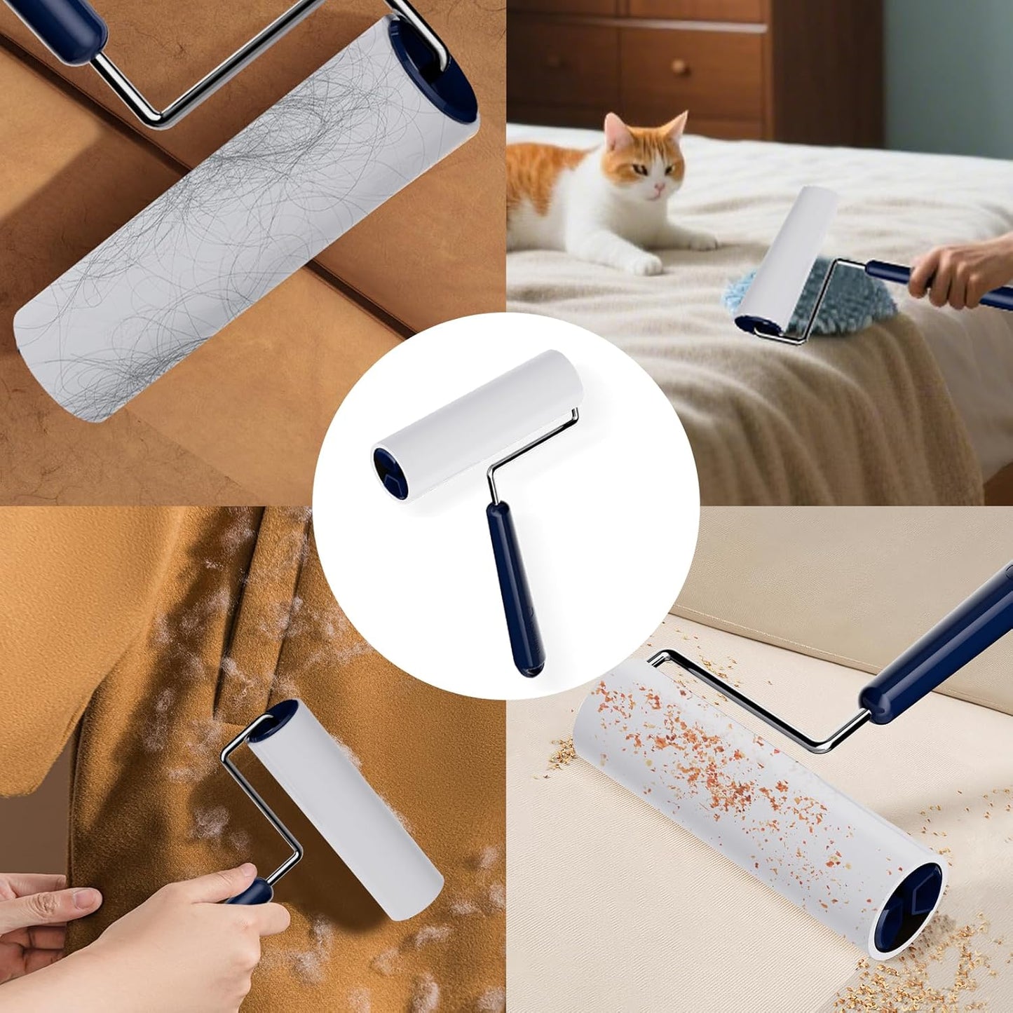 Lint Roller for Pet Hair Extra Sticky, 6.3'' Lint Remover with 240 Sheets, Large Surface Sticky Rollers for Clothes Furniture Dog Cat Hair (1 Roller + 240 Sheets)