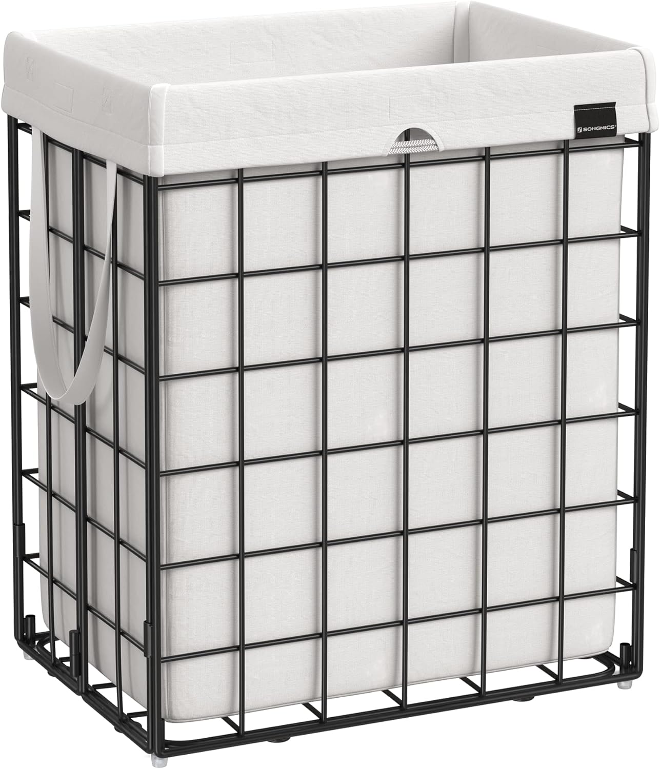SONGMICS Laundry Hamper, 23.8 Gal. (90L) Laundry Basket, Collapsible Clothes Hamper, Black and White ULCB190W01