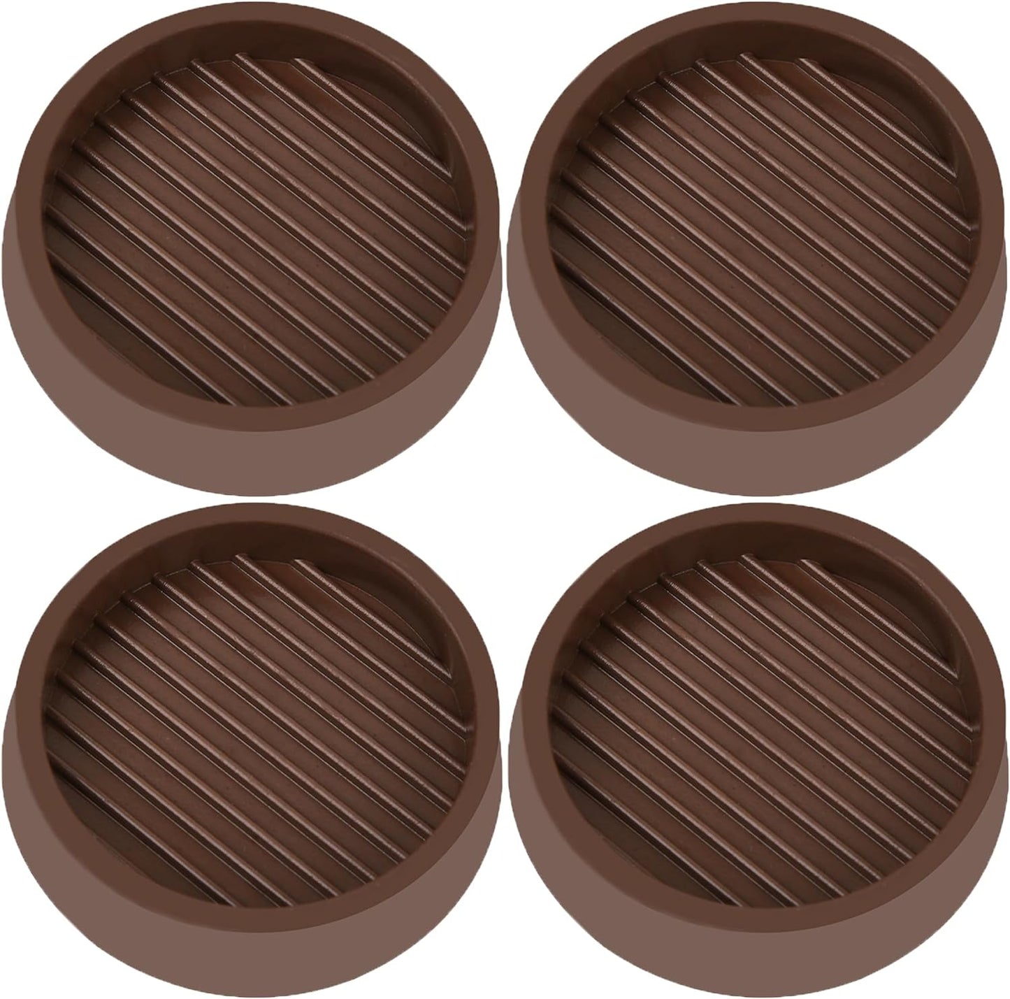 4X4 Round Rubber Caster Cups, Non Slip Furniture Pads, Anti-Slip Gripper, Anti Skid Furniture Feet, Anti Slide Floor Protector for Bed Couch Table Chair Stoppers (Brown, 4 Pack)