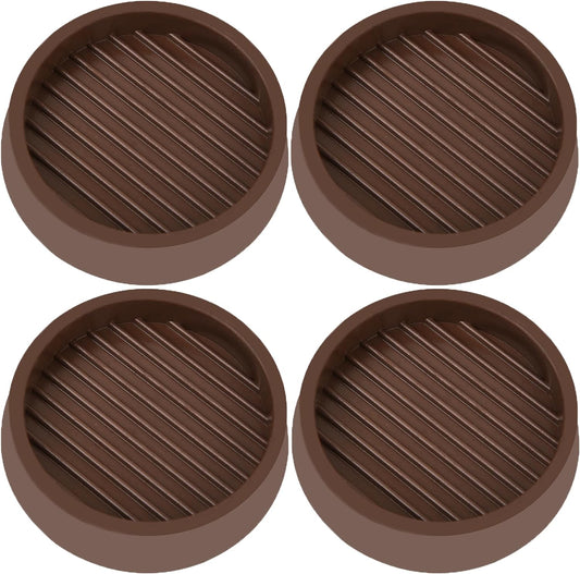4X4 Round Rubber Caster Cups, Non Slip Furniture Pads, Anti-Slip Gripper, Anti Skid Furniture Feet, Anti Slide Floor Protector for Bed Couch Table Chair Stoppers (Brown, 4 Pack)