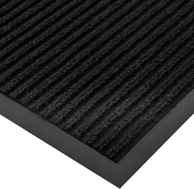 fani Heavy Duty Large Outdoor Indoor Entrance Doormat Waterproof Low Profile Entrance Rug Front Door Mat Patio Anti-Skid Rubber Back, 35x60 inch (Jet Black)