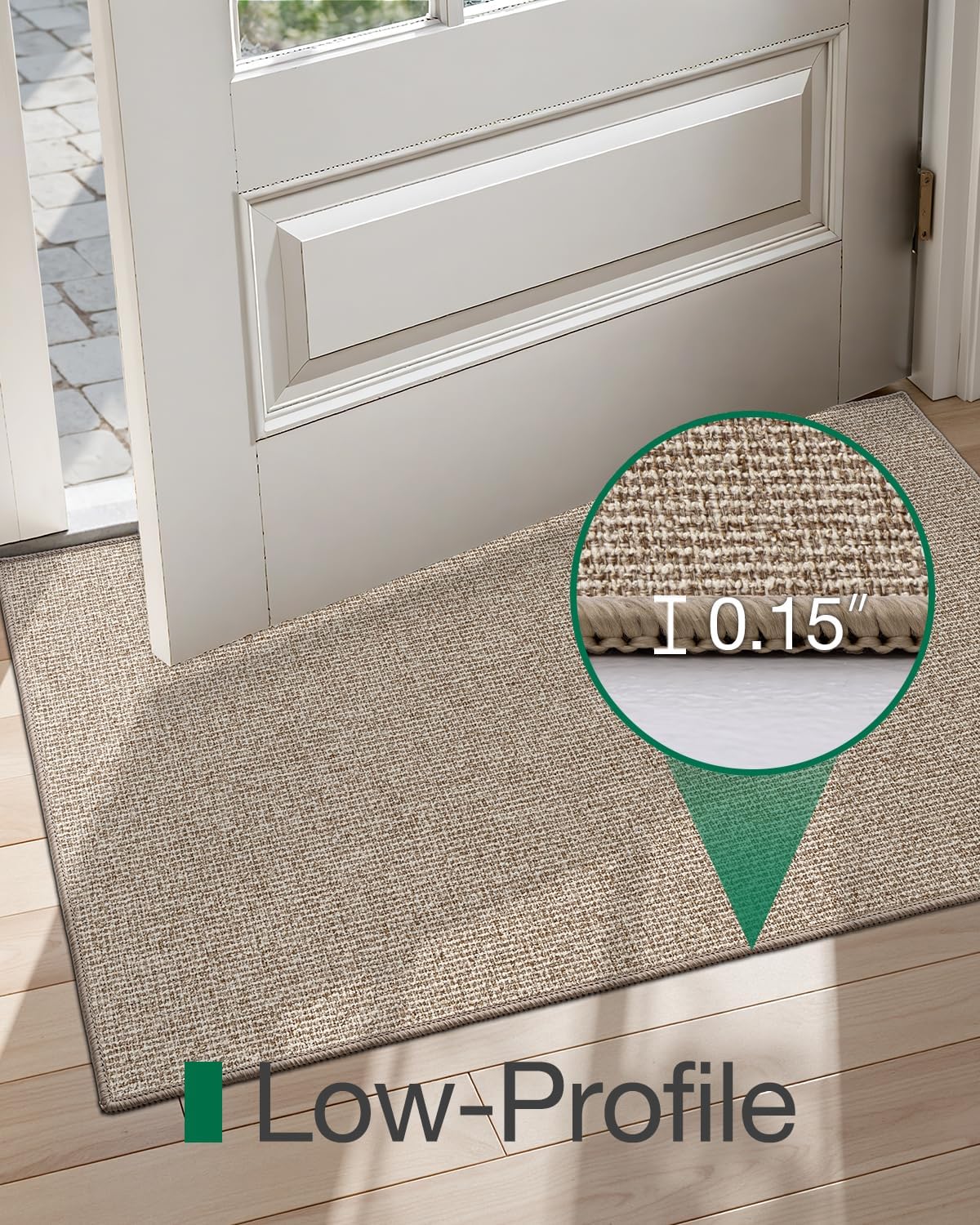 LUMI Indoor Door Mat 32"x47", Ultra Thin Low Profile Non-Slip Doormat for Home Entrance, Absorbent & Stain-Resistant Welcome Mats, Washable Entryway Mat for Front Door, Patio, Porch, Khaki