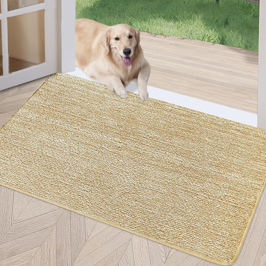 REFETONE Indoor Doormat, Front Door Mat 24"x36" Absorbent Rubber Backing Non Slip Back Door Mats, Washable Low-Profile Inside Floor Mat Door Rugs for Entryway, Resist Dirt Mud Mat for Dogs, Brown