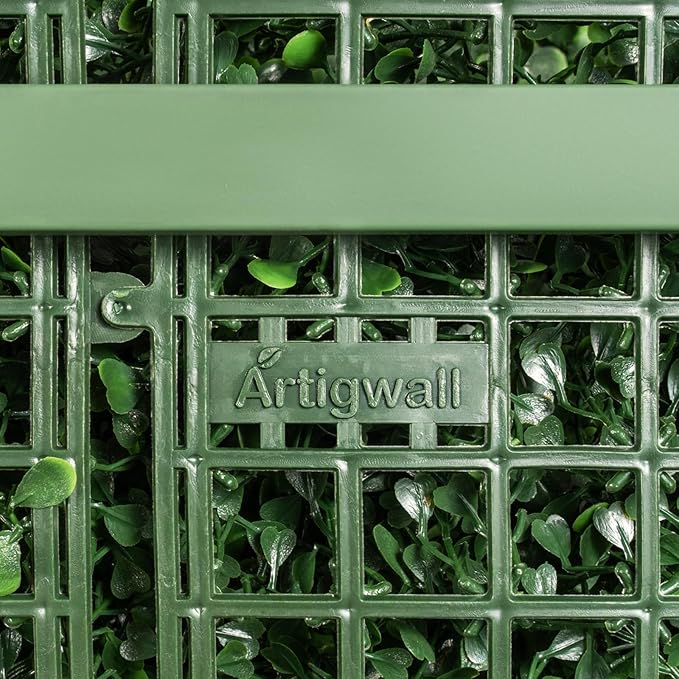 Artificial Hedge Wall, Boxwood Grass Panels with Planter, Fake Greenery Divider Fence for Outdoor Patio,60Lx48Hx14D