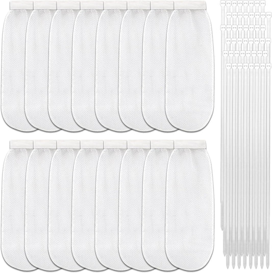 64-Piece Lint Trap and Cable Ties Set for Washing Machine, Includes 16 Nylon Mesh Lint Traps and 48 Cable Ties, Easy and Effective Lint Filtration (White)