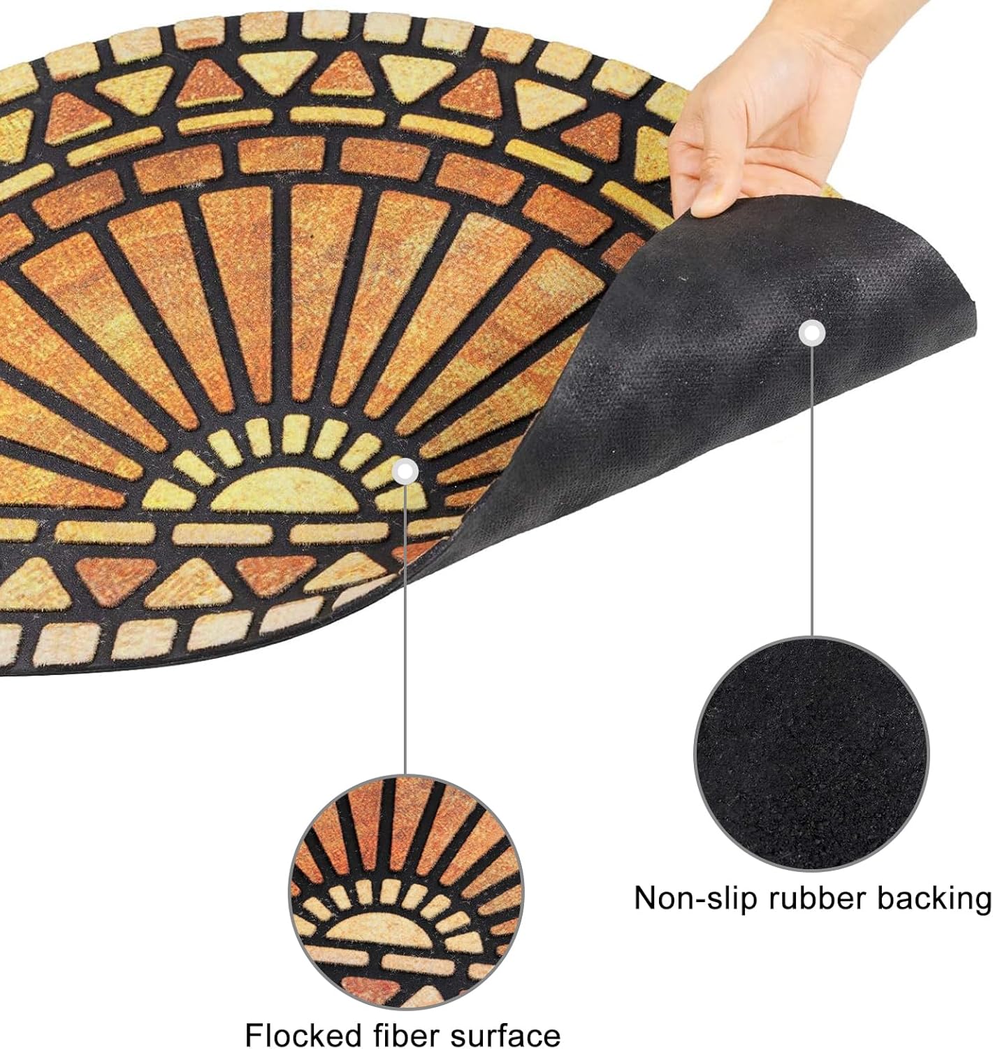 CHICHIC Welcome Door Mat 18 x 30 Inch Front Doormat Outdoors for Home Entrance Outdoors Mat for Outside Entry Way Doormat Entry Rugs, Heavy Duty Non Slip Rubber Back Low Profile, Semicircle