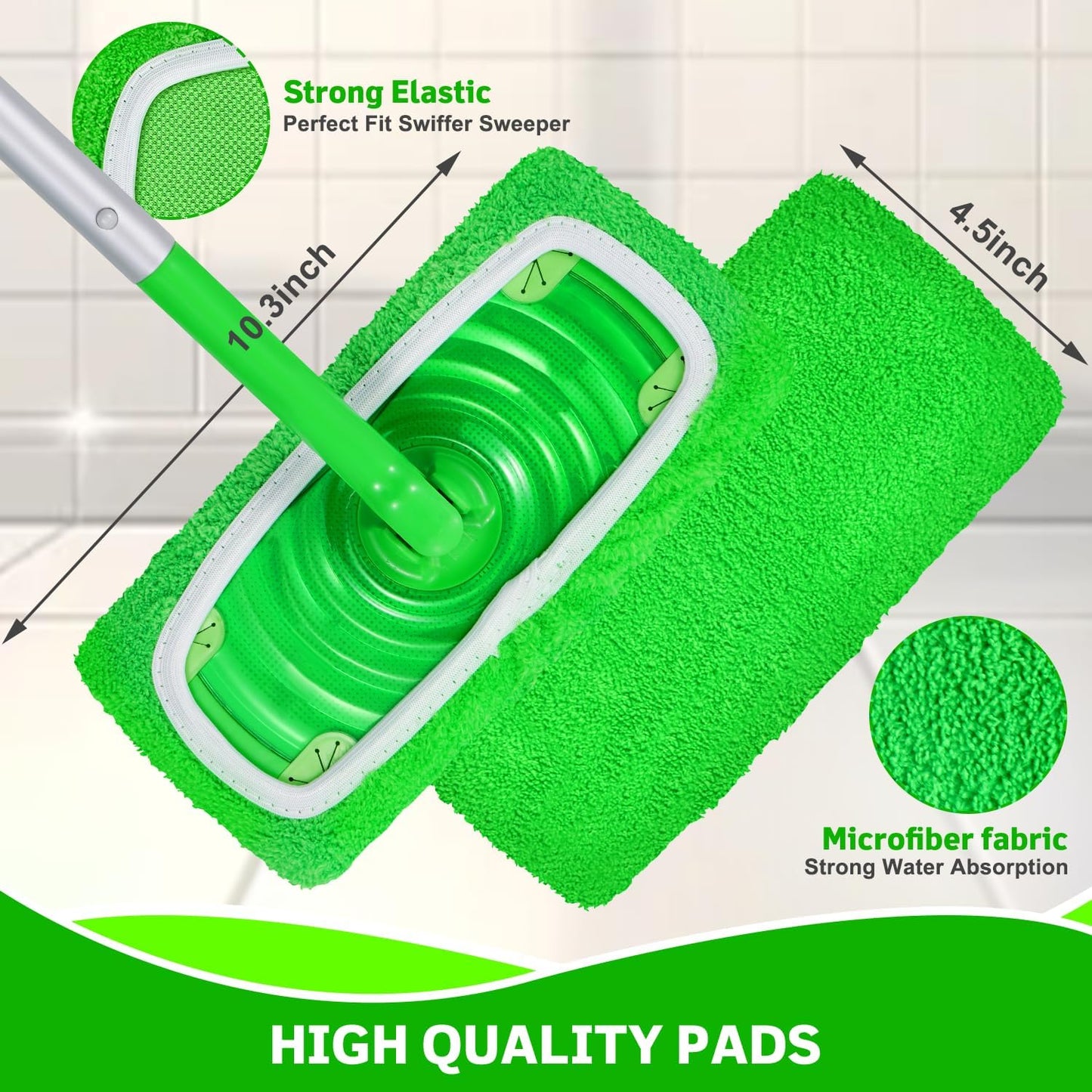 6 Pack Reusable Microfiber Mop Pads Compatible with Swiffer Sweeper Mop, Dry Sweeping Cloths & Wet Mopping Cloths, Washable Wet Pads Refill for Hardwood Surface Floor Cleaning