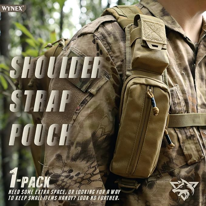 WYNEX Molle Accessories Pouch of Double Zipper Pocket Version, Backpack Strap Pouch Shoulder Strap Molle Attachment Tactical Accessories Bag Shoulder Starps Zipper Pocket Additional Phone Holder