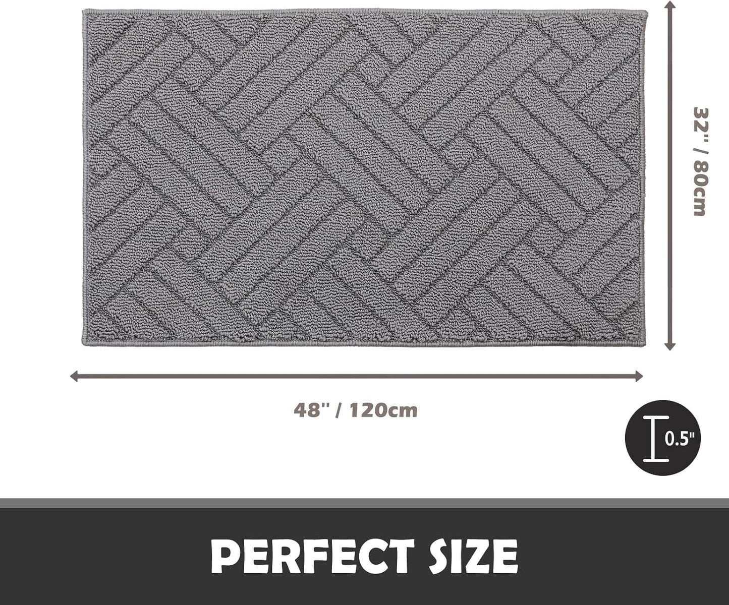 Door Mat Indoor Doormat, Entryway Rug Door Mats Non-Slip Rubber Backing,Heavy Duty Low-Profile Entrance Rugs, Absorbent Resist Dirt Doormats Floor Door mat for Entryway,32"x48"Grey