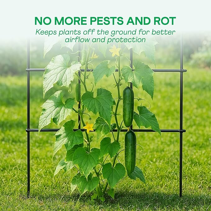 IDZO 2-Panel Folding Trellis, Basic Metal Decoration Trellis for Climbing Plants Outdoor, Tall Metal Plant Trellis with Steel Frame, Panel Trellis Garden Lattice for Vines & Vegetables