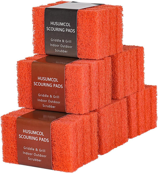 Griddle Cleaning Pads for Blackstone Flat Top, Non-Scratch Grill Scrub Pads, Bathroom Scrubbing Pads, Pool Scrub Brush, Shower Tile (22 Pads + Handle) (24 Pads)