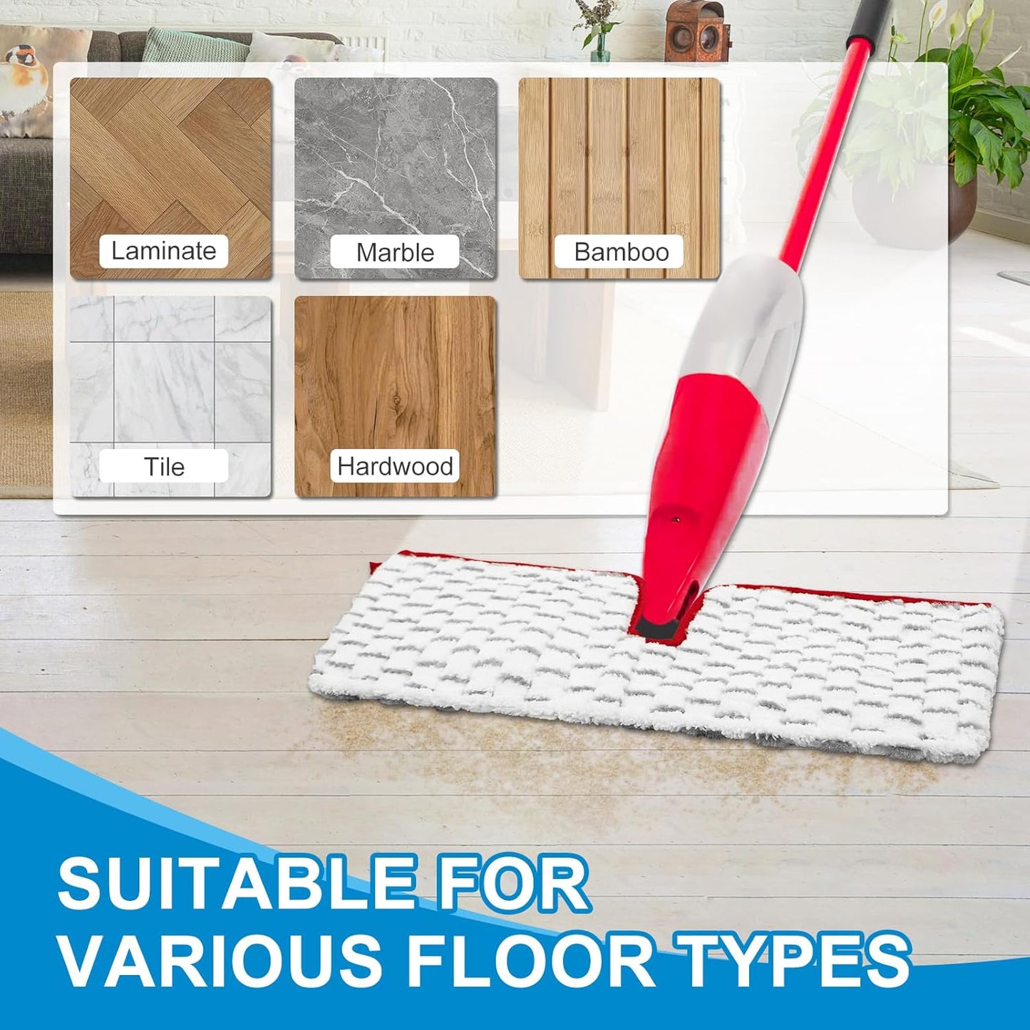 Microfiber Spray Mop Pads Compatible with Promist MAX Spray Mop, Mops Refills for Ocedar Replace Head Replacements, Double Sided Usable Pads for Dry Wet Floor Cleaning (4 Pack Grey)