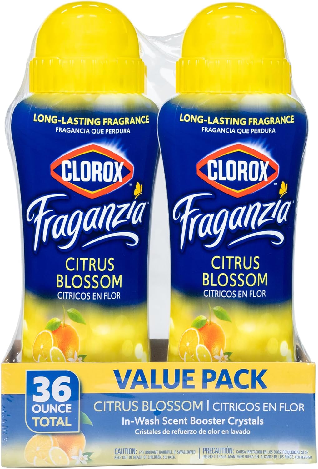 Clorox Fraganzia Laundry Scent Booster Crystals in Citrus Blossom Scent - Scented In-Wash Freshener Beads for Fresh, Clean, Great Smelling Clothes and Linens, 18 Oz - 2 Pack