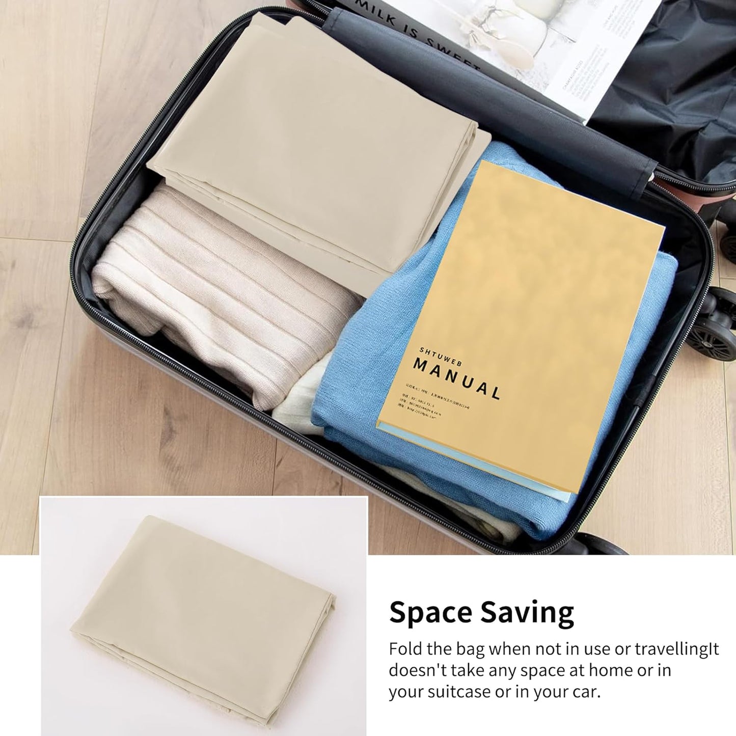 ZPECC Travel Laundry Bag 12 Pack,Bulk Extra Large Heavy Duty Bags, Durable Dirty Clothes Organizer With Drawstring, Fit a Basket or Hamper (40" X 30",Khaki)