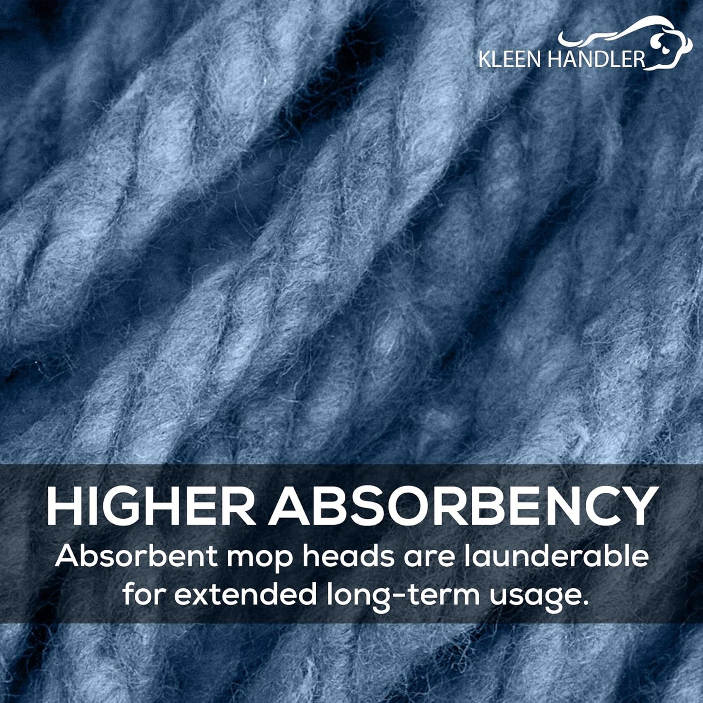 KLEEN HANDLER HEAVY DUTY Commercial Mop Head Replacement, Wet Industrial Blue Cotton Looped End String Cleaning Mop Head Refill (Pack of 6)