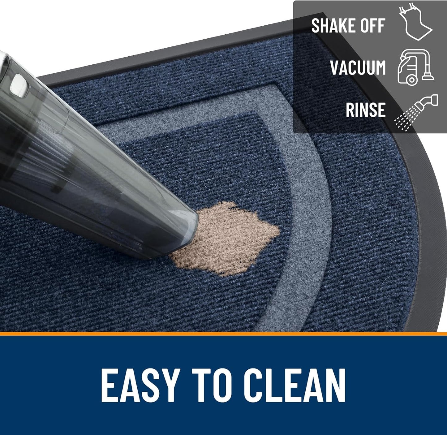 OLANLY Half Circle Door Mat Indoor Outdoor Entrance Welcome, Waterproof All-Season, All-Weather Doormat, Sturdy Natural Rubber, Low Profile, Easy Clean Patio Porch Entryway Mat, 59x35, Blue