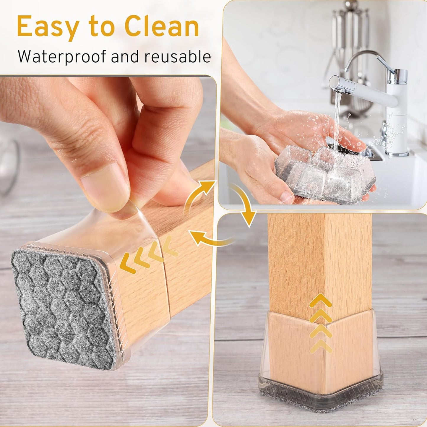 24PCS Square Chair Leg Floor Protectors, Furniture Sliders, Chair Leg Protectors for Hardwood Floors, Non-Slip Felt Furniture Pads, Silicone Cap Covers to Protect Floors, (Fit 0.75" - 1.1")