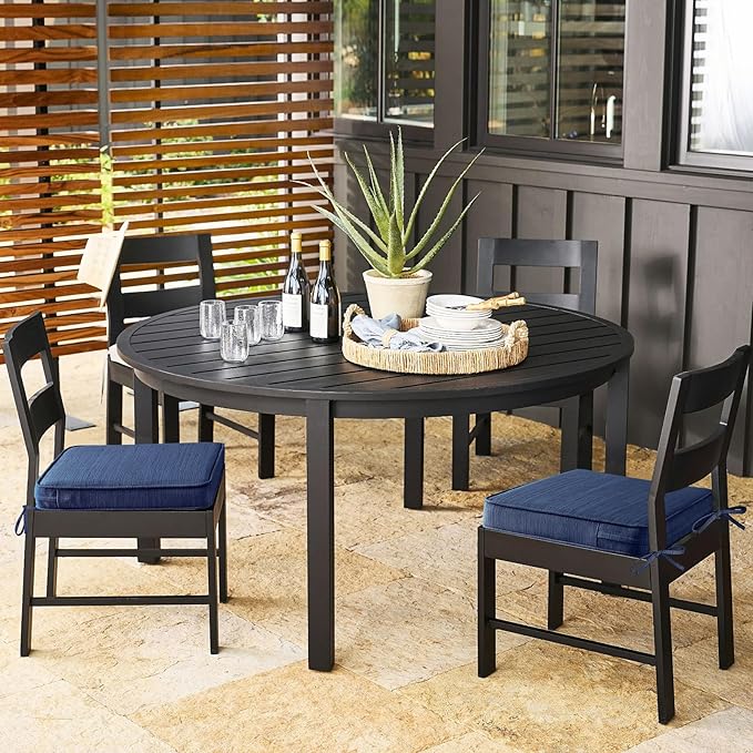 Outdoor Square Corner Seat Cushion, 19"x19"x3", Set of 4, Non Slip Seat Cushion Pads with Removable Cover for Patio Furniture, Garden Yard Lawn, Navy