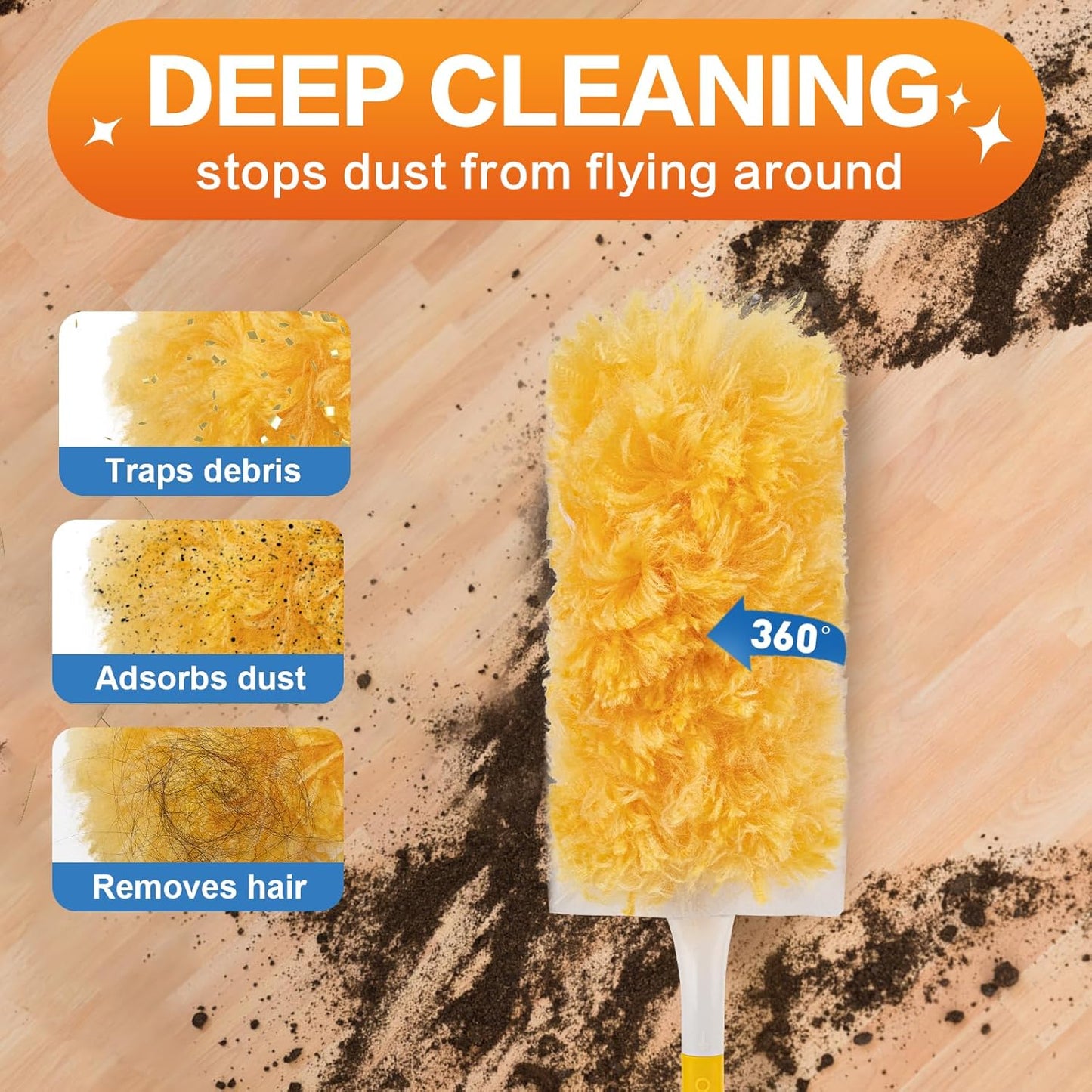 Heavy Duty Duster Refills, Unscented Disposable Dusters Kit for Cleaning Dusting Furniture Blind Ceiling Fan, Multi Surface 360 Feather Duster(25)(Handle is Not Included)
