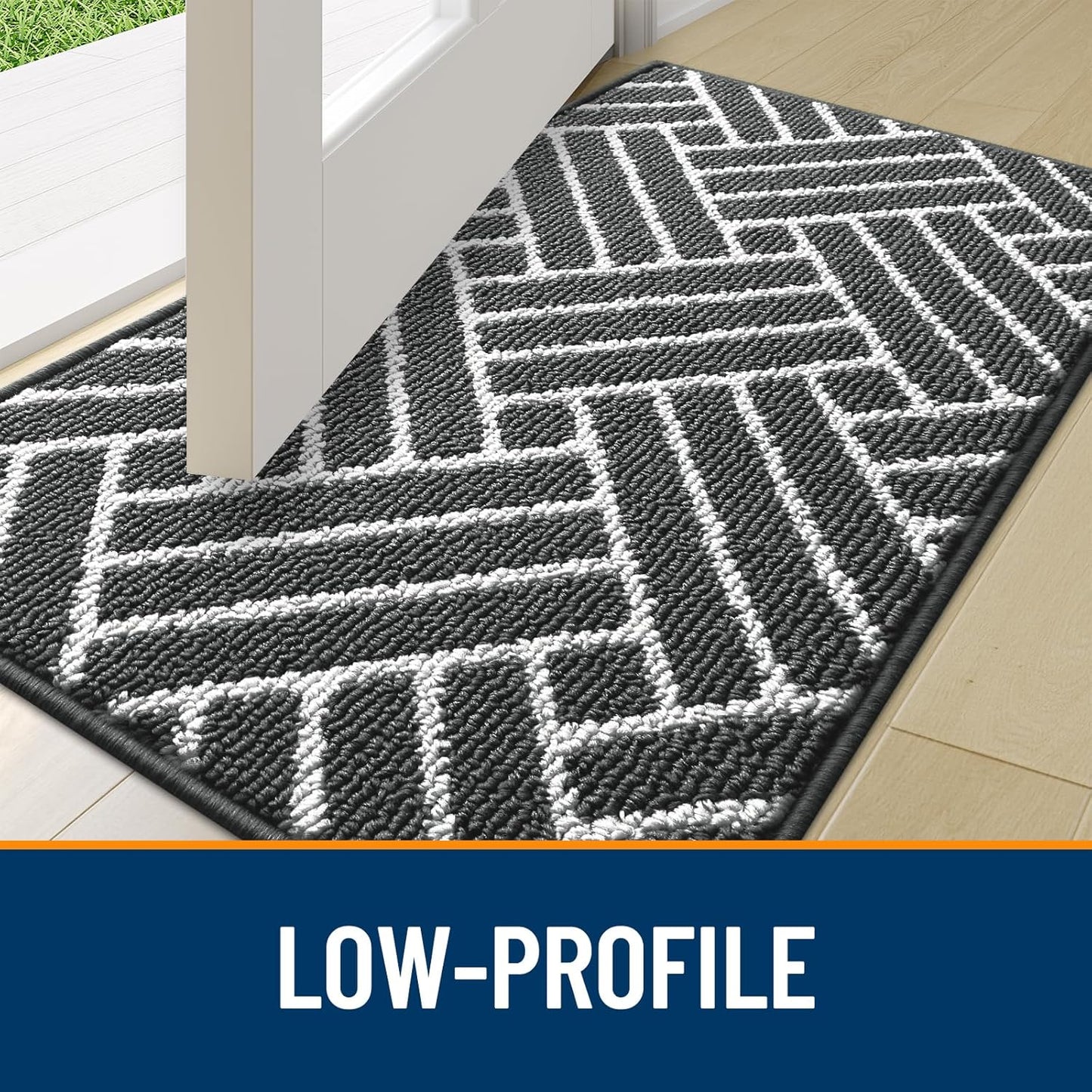 OLANLY Large Indoor Door Mat, 59x35 Inch, Dirt Resistant and Absorbent, Non-Slip Rubber Backing Floor Mats, Easy Clean Low-Profile Doormat for Entryway, Front Door, and Inside Entrance, Charcoal