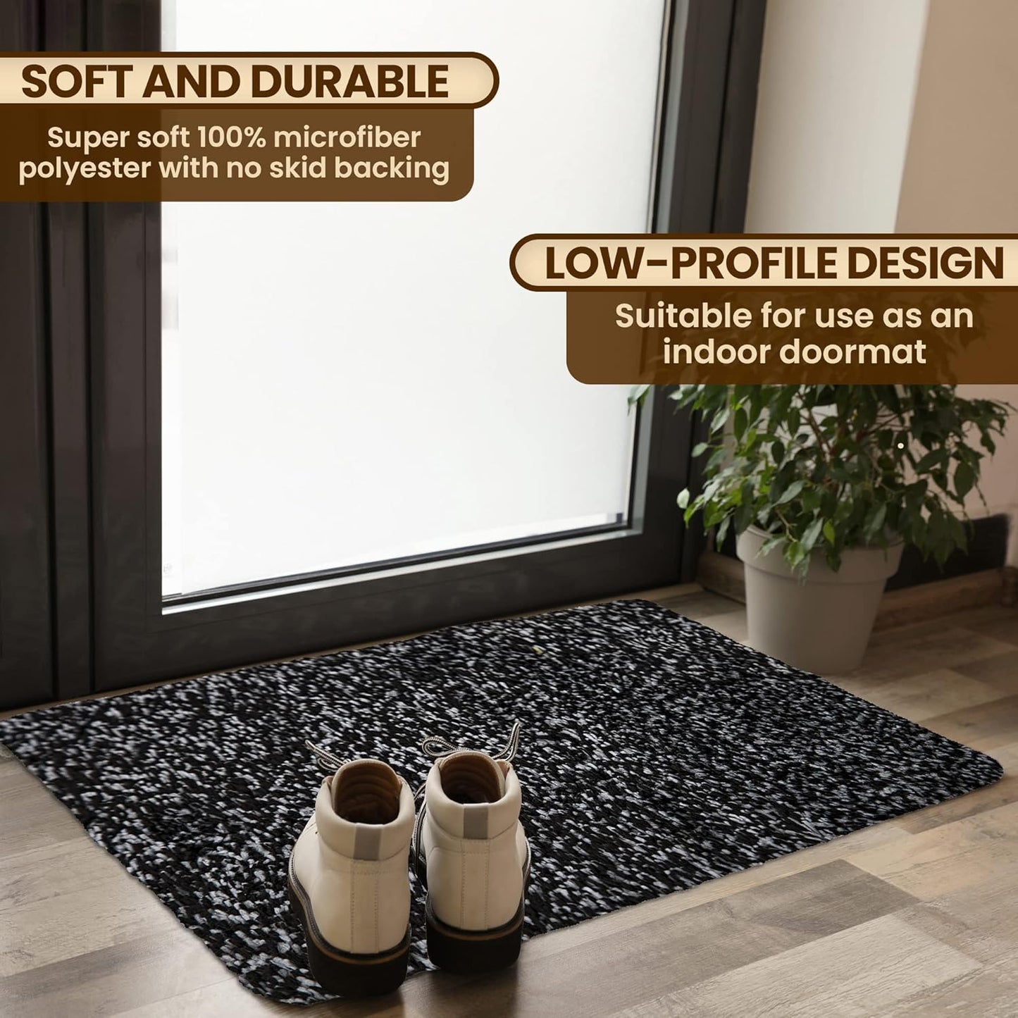 Premium Microfiber Indoor Door Mat – 32"x48" Washable Entry Mat, Non-Slip, Waterproof Backing, Super Absorbent, Low Profile Entryway Doormat for Indoor Entrance