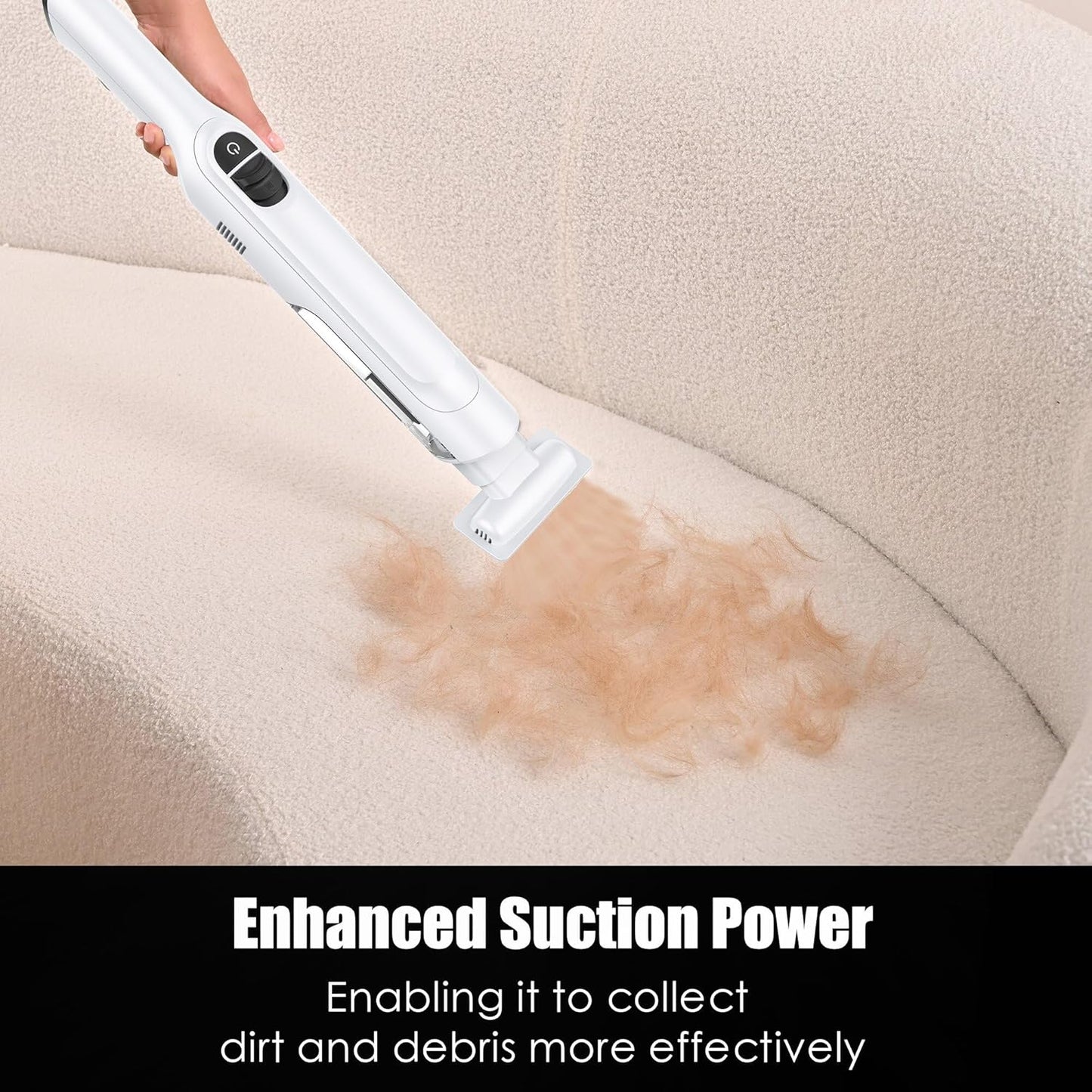Handheld Vacuum Cordless, Lightweight 1.4lb with Powerful Suction, Charging Dock, Single Touch Empty and Detachable Dust Cup (Creamy White)