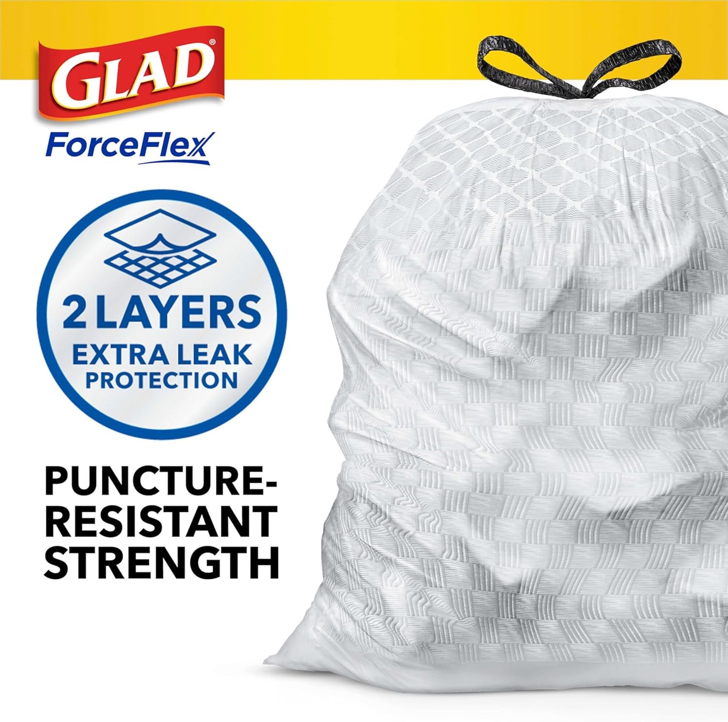 Glad ForceFlex Tall Kitchen Drawstring Trash Bags, 13 Gal, Fragrance Free, 80 Ct (Package May Vary)