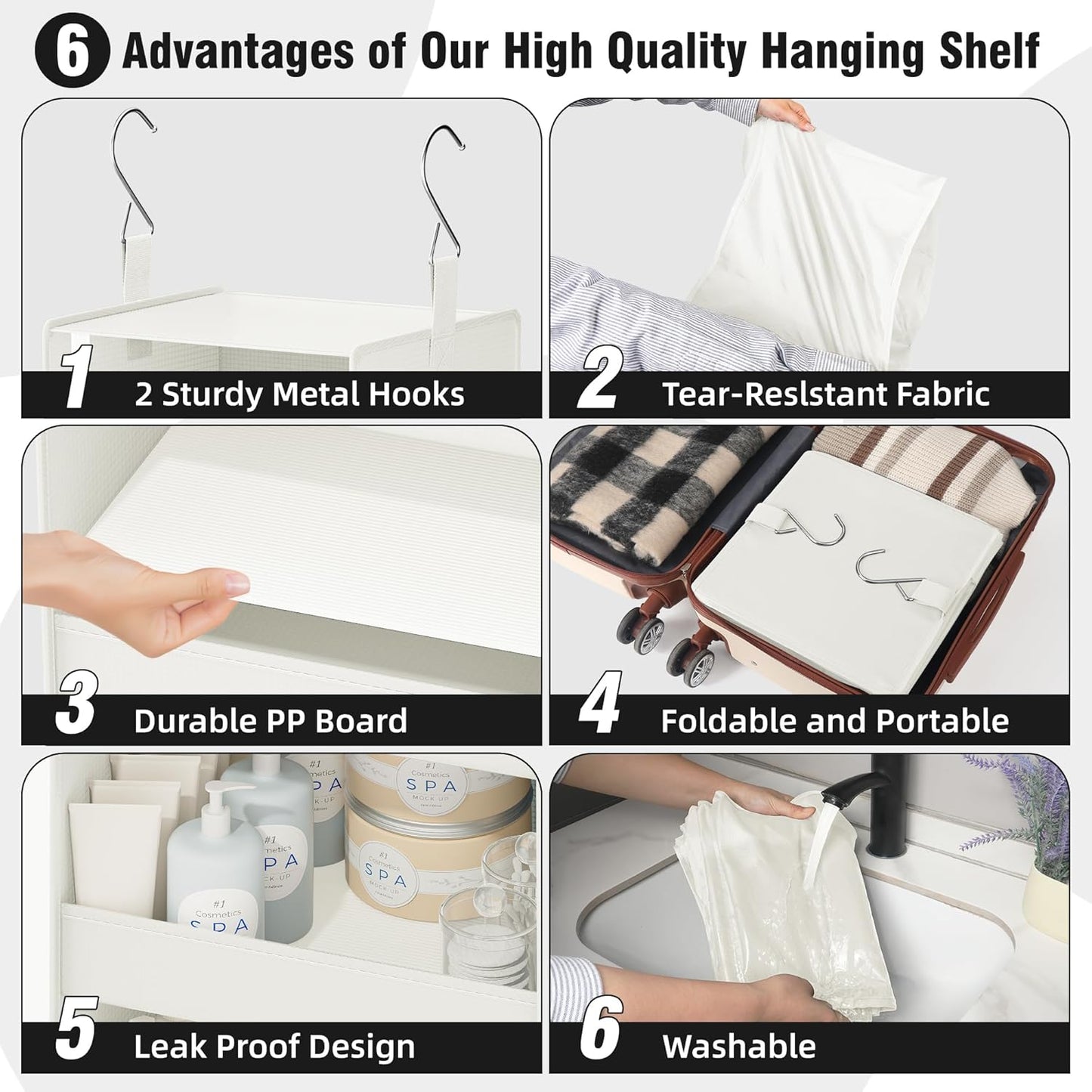 GRANNY SAYS 4-Shelf Hanging Organizer, Closet Hanging Shelves, Closet Hanging Storage Organizers, Organization for Bedroom, Living Room, Baby Nursery, Camper Accessories, Beige, 1-Pack