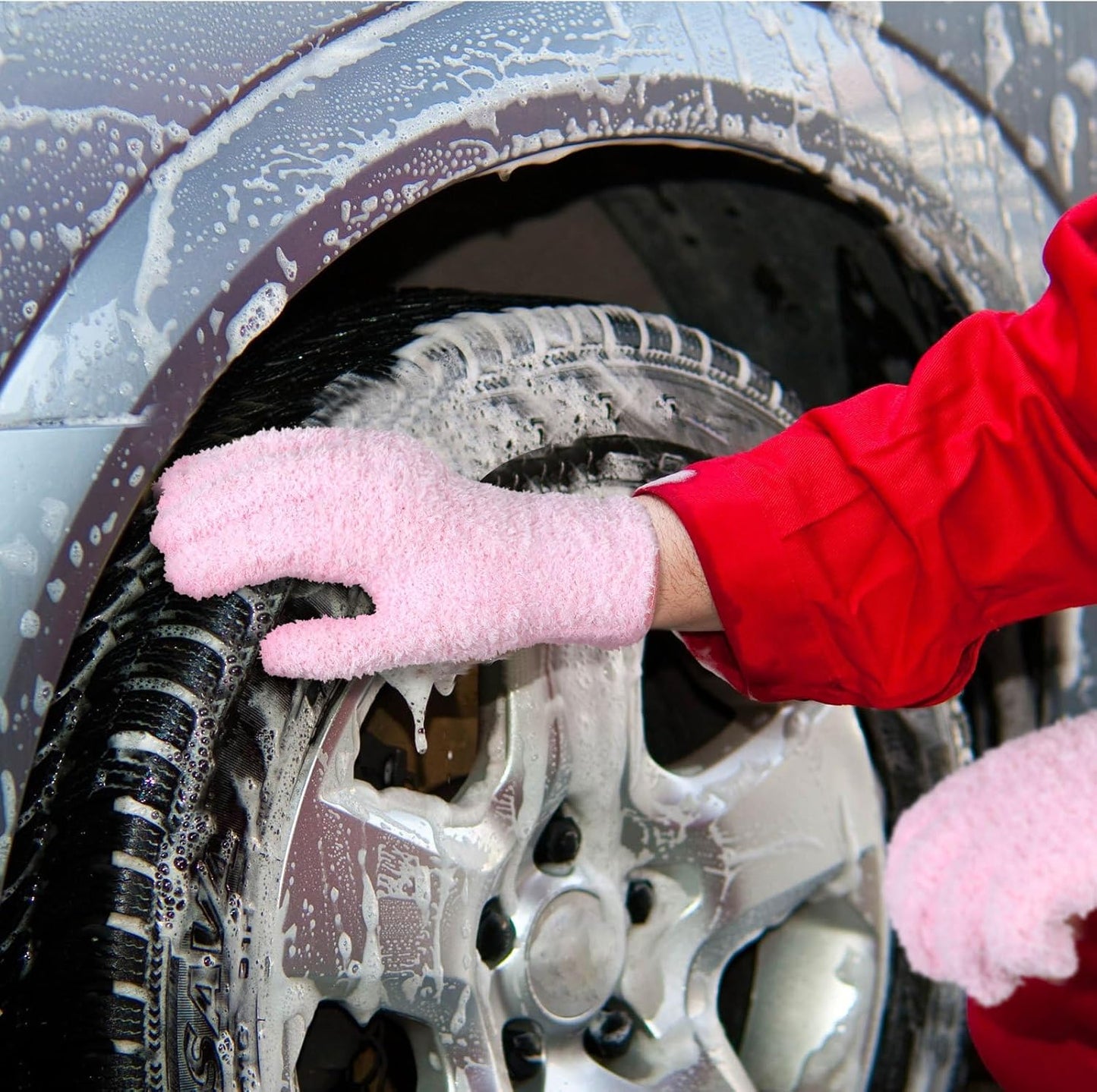 Patelai 3 Pairs Microfiber Plant Dusting Gloves Leaf Cleaning Gloves for Indoor Plants, Blinds, Furniture, House(Medium,Green Yellow, Water Blue, Pink)