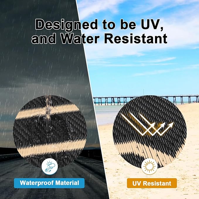 HEBE Outdoor Rug Waterproof 9x12, Reversible Plastic Straw Rug RV Camping Rug, Indoor Outdoor Patio Mat Clearance, Outside Carpet for Porch,Deck,Camper,Balcony,Backyard,Picnic