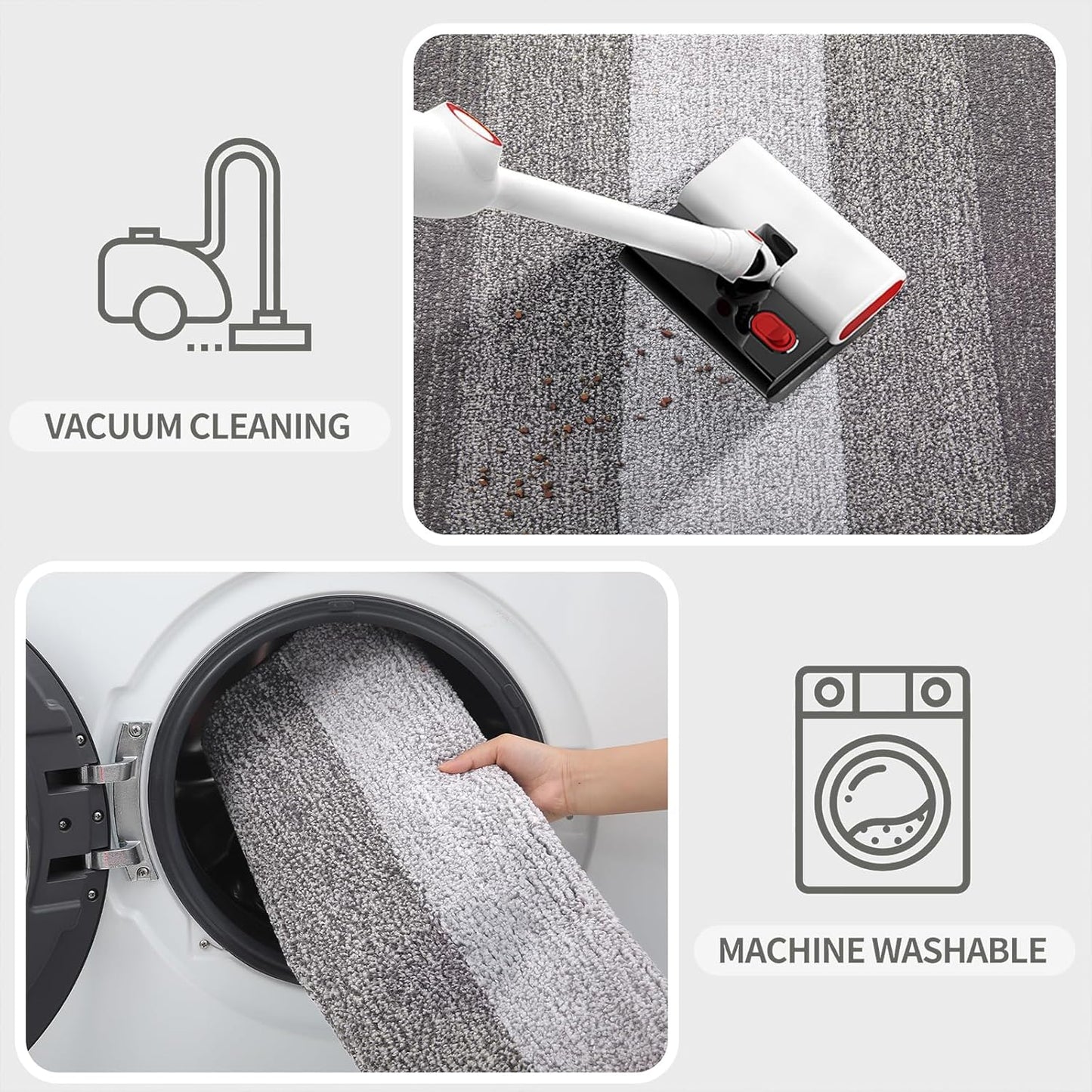 Kitinjoy Indoor Outdoor Door Mat, 59x36 Non-Slip Absorbent Dirt Trapper, Low-Profile Washable Inside Entrance Front Floor Mat, Sturdy Soft Entry Doormats for Entryway, Light Grey