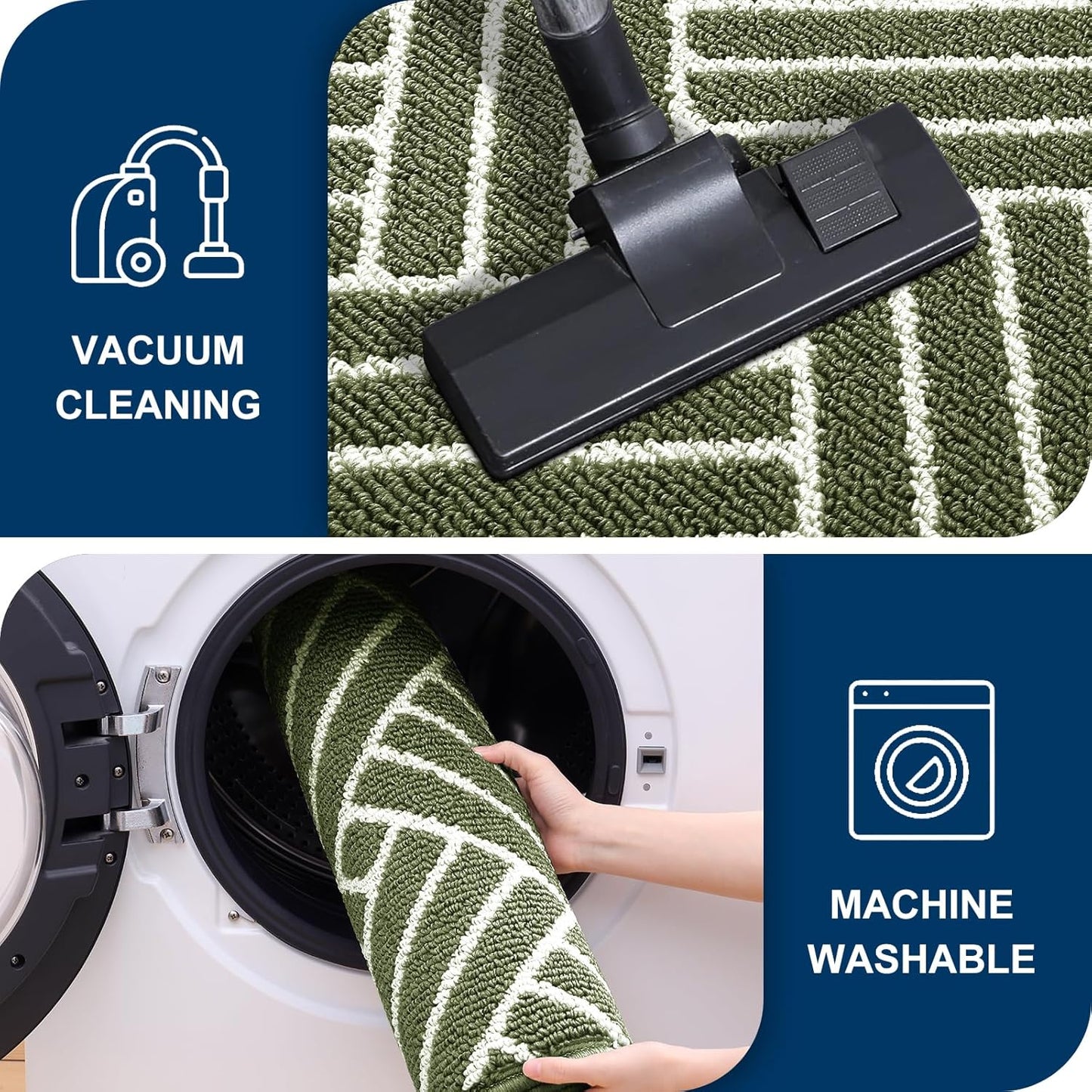 OLANLY Large Indoor Door Mat, 59x35 Inch, Dirt Resistant and Absorbent, Non-Slip Rubber Backing Floor Mats, Easy Clean Low-Profile Doormat for Entryway, Front Door, and Inside Entrance, Green