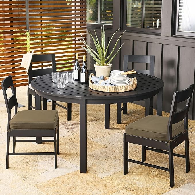 Outdoor Sunbrella Square Corner Seat Cushion, 19"x19"x3", Set of 4, Non Slip Seat Cushion Pads with Removable Cover for Patio Furniture, Garden Yard Lawn, Specrtum Caribou