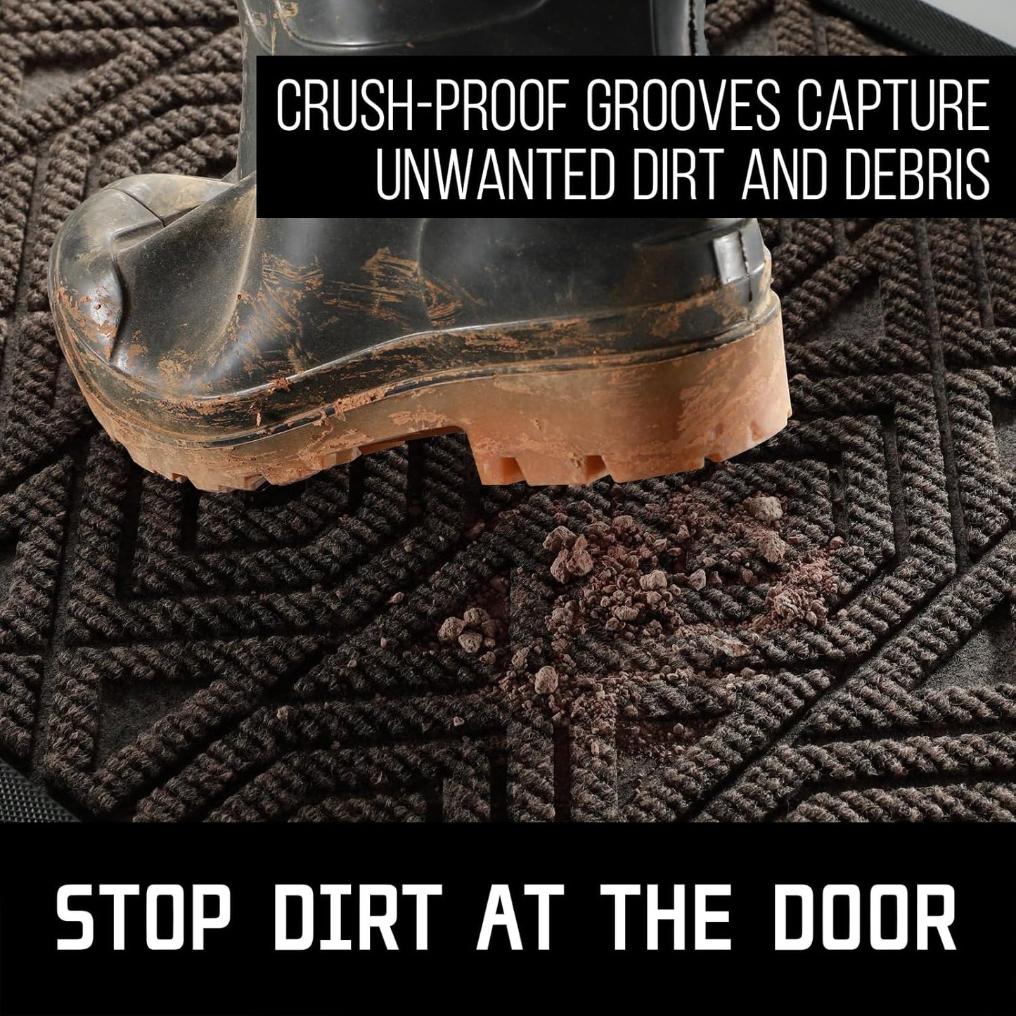 Yimobra Door Mat, Outdoor Indoor Entrance Welcome Mat, Heavy Entry Front Door Mat, Stain & Fade Resistant, Low Profile, Sturdy Rubber, Easy Clean Patio Floor Mat, Waterproof, 29.5 x 17, Brown