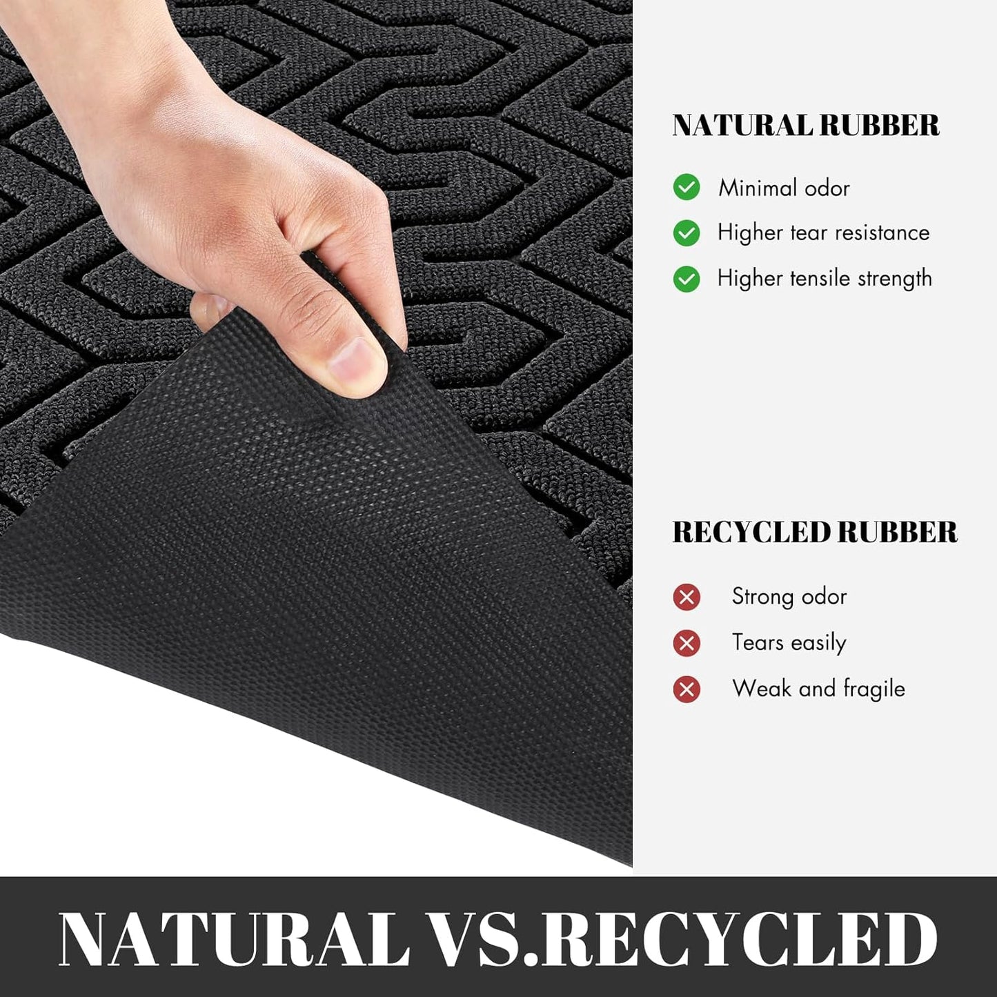 Yimobra Large Door Mat Outside Entrance 47x24, Waterproof Heavy Duty Outdoor Mats for Front Door, Non Slip Rubber Entry Mat for Garage Patio, Easy Clean, Black