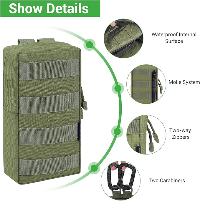 FUNANASUN 2 Pack Molle Pouches Tactical Pouch Small Molle Pouch Compact Water-Resistant EDC Pouch Molle Bag