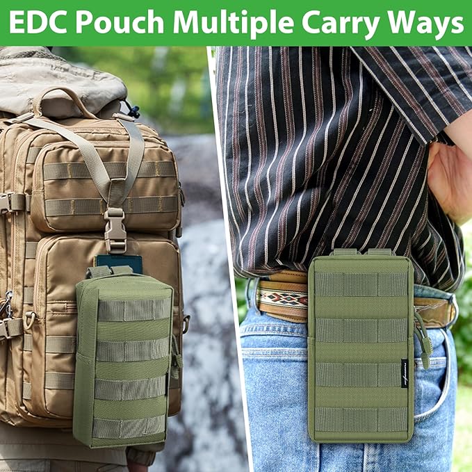 FUNANASUN 2 Pack Molle Pouches Tactical Pouch Small Molle Pouch Compact Water-Resistant EDC Pouch Molle Bag