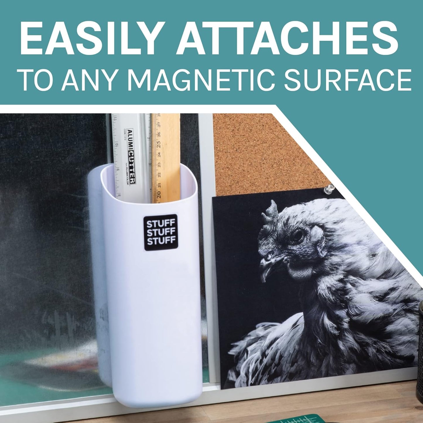 JS Jackson Supplies Small White Lint Bin with Magnetic Back, Slim Profile Trash Bin for Laundry Room and Kitchen, Wall Mountable