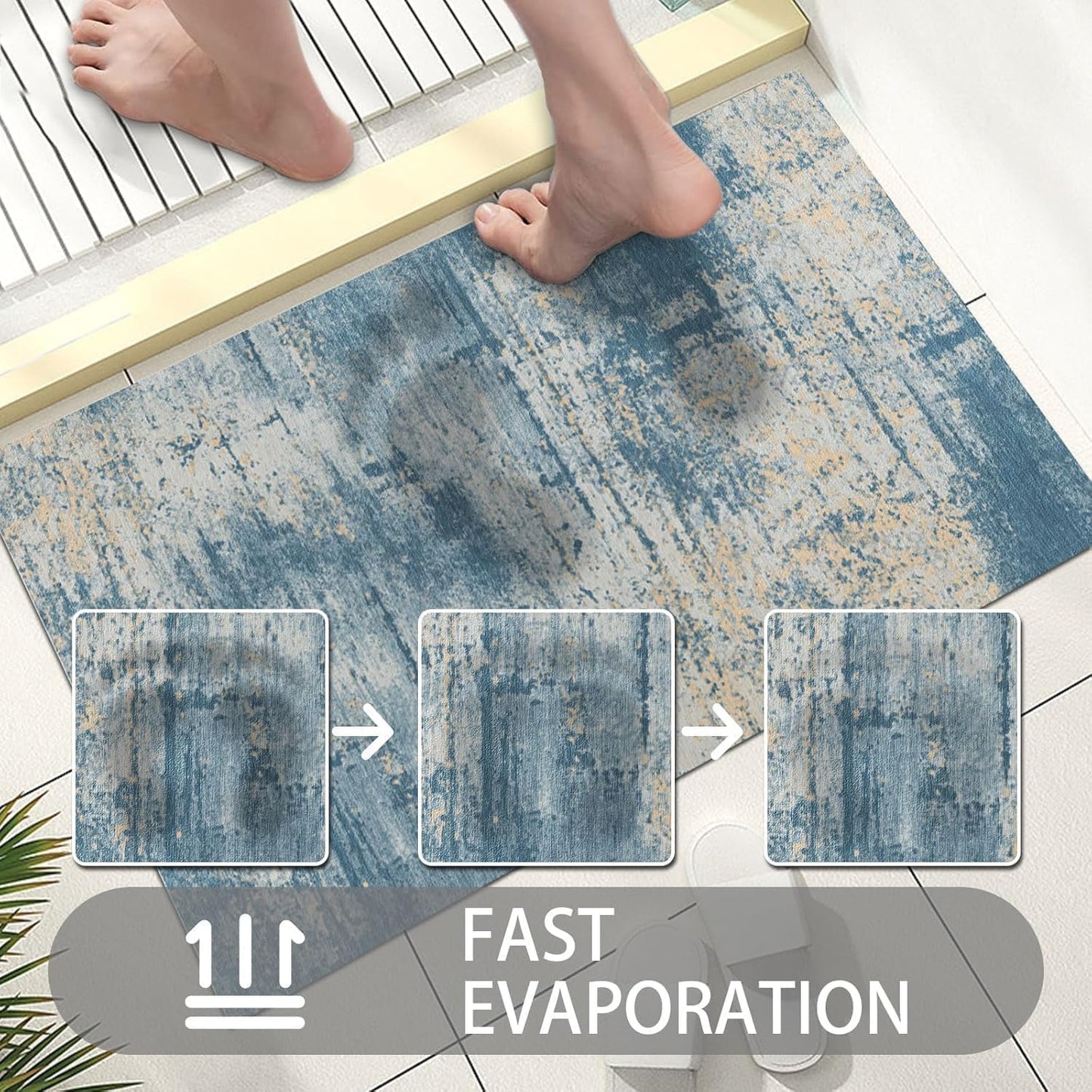 Ultra Thin Door Mat Indoor Entrance, 1/10 in Thin Door Mats for Inside Entry, Non-Slip Rubber Backing Washable Doormat, Fade Resistant, Absorbent, Low Profile Dirt Trapper, 30"X17",Distressed