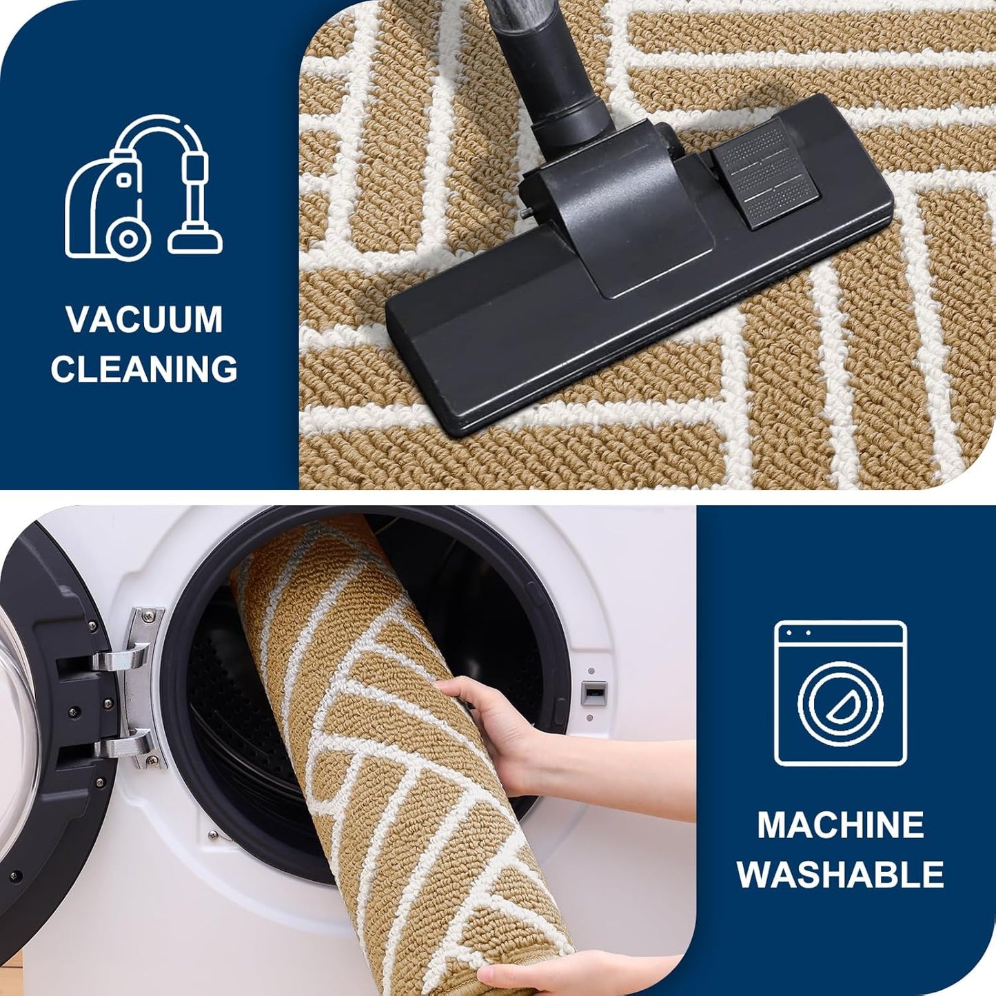 OLANLY Indoor Door Mat, 48x32 Inch, Dirt Resistant and Absorbent, Non-Slip Rubber Backing Floor Mats, Easy Clean Low-Profile Doormat for Entryway, Front Door, and Inside Entrance, Beige