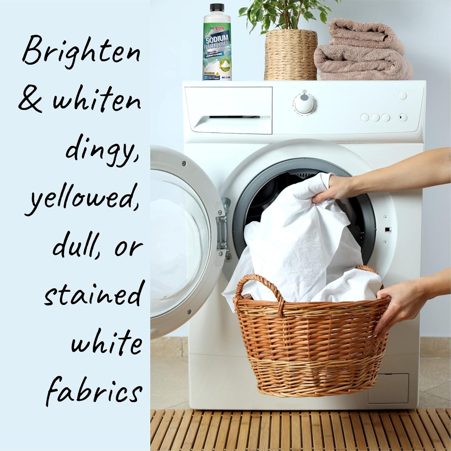 MAXTITE Sodium Percarbonate (4 lbs total - 2 pack of 2 lbs bottles) - 100% Pure - Solid Hydrogen Peroxide/Oxygenated Bleach - Multi-Use Cleaner for Home & Laundry, Resealable Child Resistant Cap