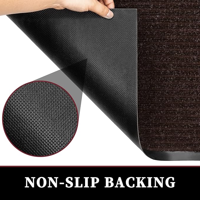 Profile Rubber Door Mat, 47x31inch, Heavy Duty, Entrance Doormat, Indoor and Outdoor, Waterproof, Easy Clean Shoe Scraper, Home Rug Welcome Mats for Entryway, Patio, Porch, Brown