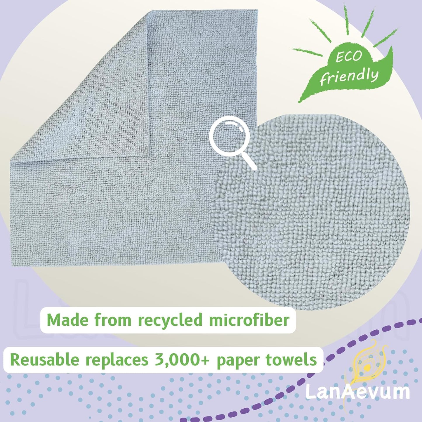 Microfiber Cleaning Cloths 60-Pack Microfiber Towels Pull-Out Packs 8.7x8.7 in, Lint Free, Streak Free, Absorbent, Reusable, Washable, Scratch Free, for Kitchen, Car Detailing, Glass, Pink/Gray/Blue