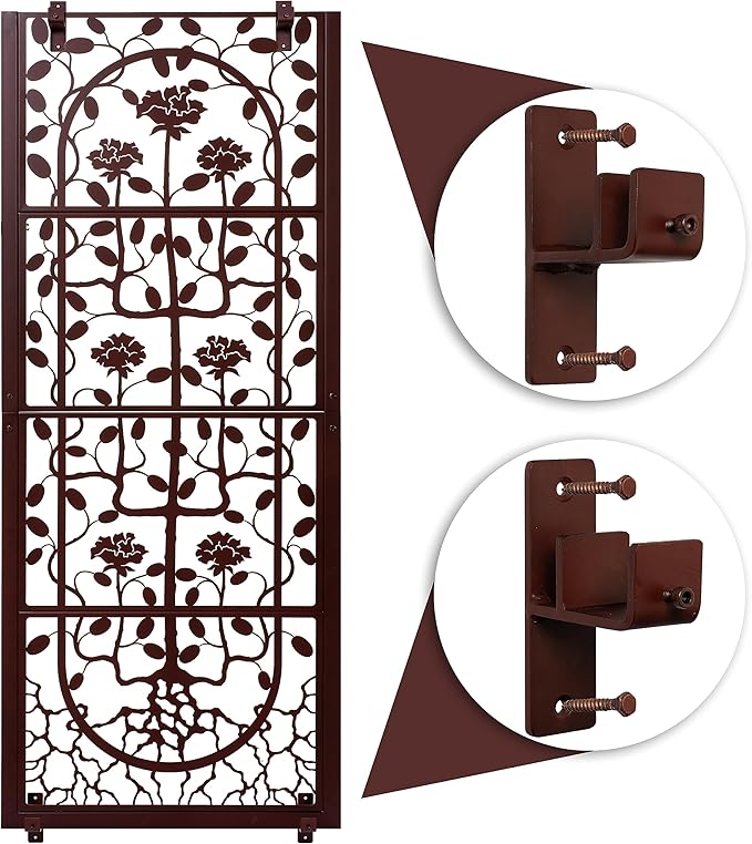 H Potter Wall Trellis Patio Deck Garden Balcony for Climbing Plants Metal Art Decor Decorative Privacy Screen Panel Outdoor Indoor Backyard Roses Vines Wall Brackets Included